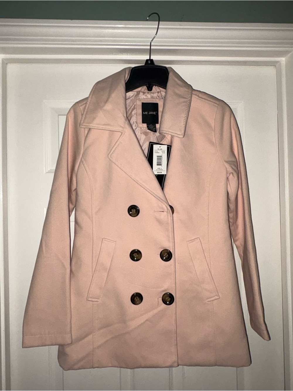 Me Jane Blush Pink Double-Breasted Peacoat